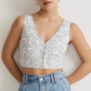 Madewell Gray Floral Crop Top
